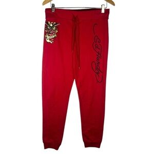 Ed Hardy Y2K Style Logo Rose Bird Jogger Sweatpants Medium
